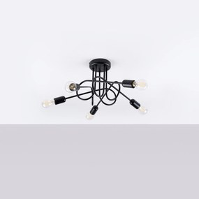 Stropné svietidlo Knot 5, čierne telo svietidla