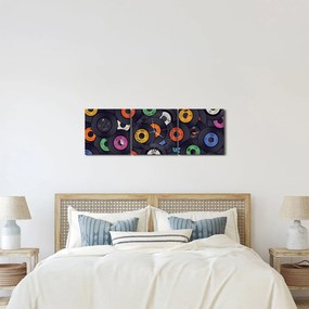 Obraz - Hudobné gramofónové platne (s hodinami) (90x30 cm)