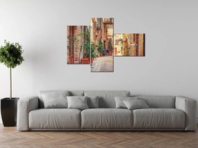 Gario Obraz s hodinami Stará cestička v Toskánsku - 3 dielny Rozmery: 100 x 70 cm
