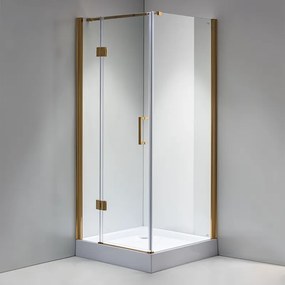 BPS-koupelny Štvorcový sprchový kút KZ1390A GL 80x80 zlatá/transparent - bez vaničky