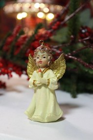 Krémová závesná ozdoba anjelika so sviečkou 7cm