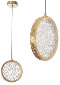 Toolight Toolight, LED krištáľové závesné svietidlo, 7W, 4000K, 500lm, G089-1CP, zlatá, OSW-09706