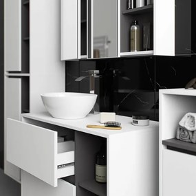 Skrinka pod umývadlo VAMI W90 2SZ biela / garafitová / sivá