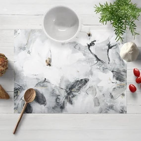 Biante Zamatové prestieranie na stôl Tamara TMR-006 Designové kvety na sivom 30x40 cm