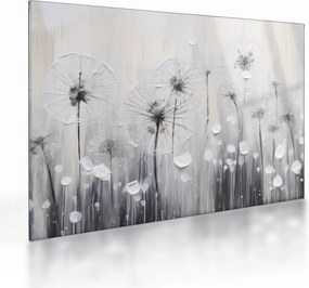 Sklenený obraz - Púpavy, maľba (70x50 cm)
