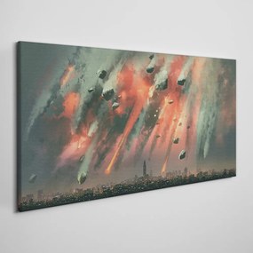 Obraz na plátne Meteora Mesto nočná obloha