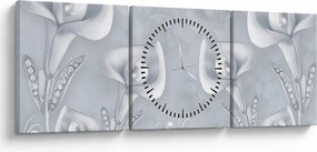 Obraz - Perlové kvety (s hodinami) (90x30 cm)