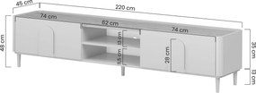 TV stolík Amilio 220 cm na nožičkách - kašmírová / dub olejovaný