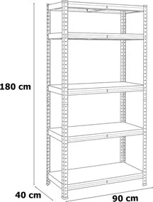 Regál 180x90x40 cm čierny / hnedý