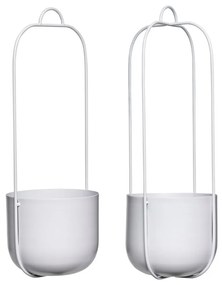Súprava 2 svetlosivých závesných železných kvetináčov Hübsch Juro