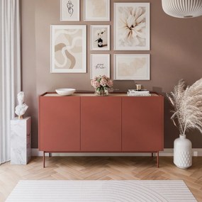 KOMODA LUCCA TROJDVEROVÁ CERAMIC RED / DUB LINEA 144 cm