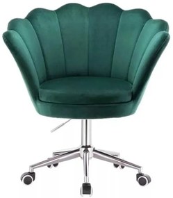 LuxuryForm DESIGN Kreslo FREY VELUR na striebornej podstave s kolieskami - zelené