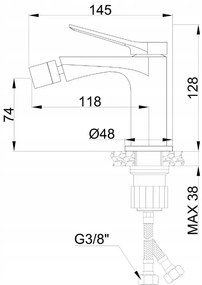 Invena Alonia, bidetová batéria h-128, zlatá matná, INV-BB-70-009-V