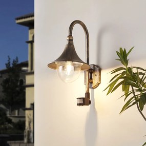Vonkajšia nástenná lampa starožitné zlato IP44 vrátane snímača pohybu - Daphne