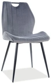 Jedálenská stolička Arco Velvet, sivá / čierna