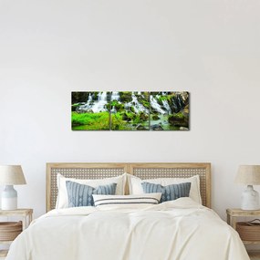 Obraz - vodopády (s hodinami) (90x30 cm)