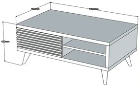 Dizajnový konferenčný stolík Barth 100 cm orech biely
