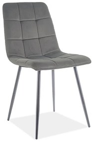Sivá zamatová jedálenská stolička MILA MATT s čiernymi nohami