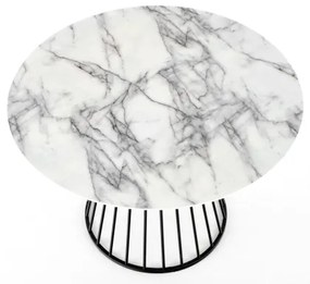 Jedálenský stôl SEREIN dekor biely mramor/čierna