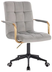LuxuryForm DESIGN Stolička VERONA GOLD VELUR na čiernej podstave s kolieskami - svetlo šedá