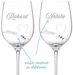 Svadobné poháre na víno Diamante Romance, 2 ks