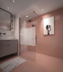 Erga Paris, sprchová zástena Walk-In 100x200 cm, 8mm číre/mliečne sklo, medený matný profil, ERG-V02-PARIS-100x200-MF-CO