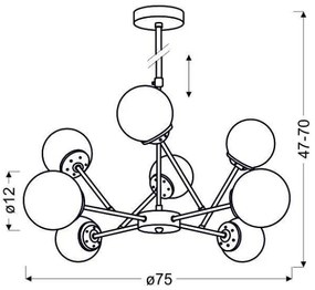Luster na tyči BEST 8xE14/40W/230V