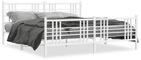Kovový rám postele s čelom a podnožkou biely 183x213 cm 376396