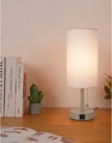 Brilagi - Stolová lampa s USB portom TABLON 1xE27/25W/230V béžová/biela