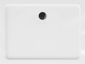 Mexen SLIM - Obdĺžniková sprchová vanička 80x70x5cm + čierny sifón, biela, 40107080B