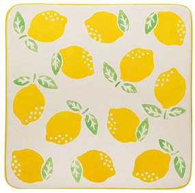 Žlto-biele keramické podtácky v súprave 4 ks Lemon – Sass &amp; Belle