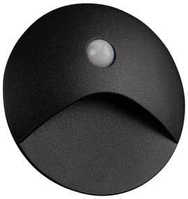 Kanlux 39136 - LED schodové svietidlo EXIN so senzorom, 2,5 W/230 V, 4000 K, IP65, čierne, guľaté