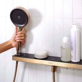 Hansgrohe Rainfinity, nástenná prípojka hadice Porter 500 a polička ĽAVÁ, kartáčovaný bronz, HAN-26843140