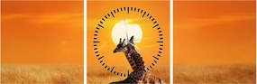 Obraz - Žirafy v národnom parku Serengeti (s hodinami) (90x30 cm)