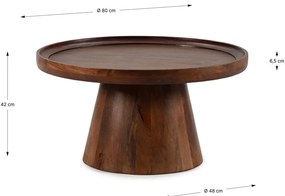 Tmavohnedý okrúhly konferenčný stolík z mangového dreva ø 80 cm Rose – MOME