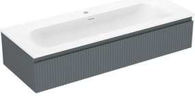 Mexen Rivel, kúpeľňová skrinka 120 cm s umývadlom Vela, 1 zásuvka, drážkovaná, grafitová matná/biela matná, 91A20-12023-1-BF66-W23M0