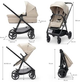 KINDERKRAFT - Kombinovaný kočík 3v1 NEWLY Sand beige + autosedačka MINK PRO