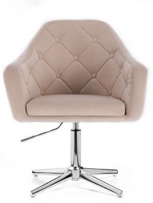 LuxuryForm DESIGN Kreslo ANDORA VELUR na striebornom kríži - krémové