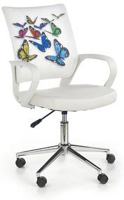 Detská stolička na kolieskach IBIS BUTTERFLY — biela, vzor motýle