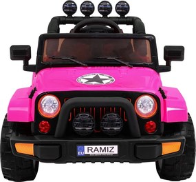 Ramiz Terénne auto Full Time 4WD pre deti Ružové + pohon 4x4 + diaľkové ovládanie + LED audio + úložný priestor
