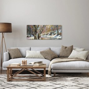 Obraz maľovanej zimnej krajiny (120x50 cm)