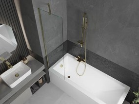 Mexen Next, vaňová  zástena 1-krídlová 50 x 150 cm, fixné krídlo, 6 mm číre sklo, zlatý profil, 895-050-000-00-00-50