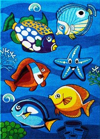 Detský koberec Smart Kids 22308 BLUE – modrý s motívom rýb Rozmer: 120x180 cm