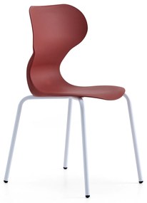 Stolička BRIAN, 4 nohy, biela/červená