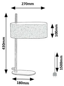 Rabalux 74241 stolná lampa s textilným tienidlom Narmin