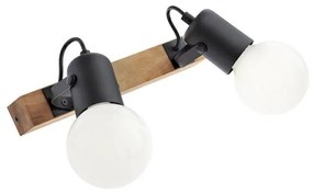Redo 01-2416 - Nástenné svietidlo TAFFI 2xE27/42W/230V čierna/buk UN0564