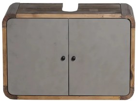 furniture-nabytek.cz - Masívna skrinka pod umývadlo Dinglová z recyklovanej borovice a MDF, lakovaná, prírodná / šedá – 67×30×45 cm