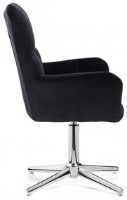 LuxuryForm DESIGN Kreslo AURORA VELUR na striebornom kríži - čierne