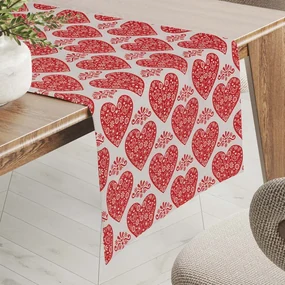 Biante Dekoračný behúň na stôl PML-094 Červené srdcia na bielom 45x180 cm