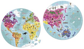 Detské obojstranné puzzle v kufríku - Zemeguľa - 208 ks